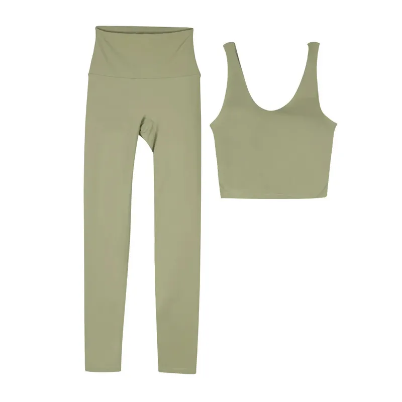 Set de yoga para mujeres Leggins de cintura de 2 piezas con sujetador de ropa de gimnasio