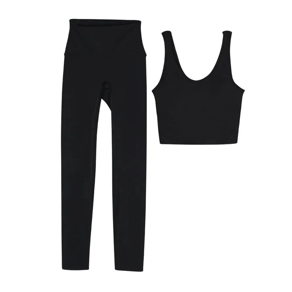 Set de yoga para mujeres Leggins de cintura de 2 piezas con sujetador de ropa de gimnasio