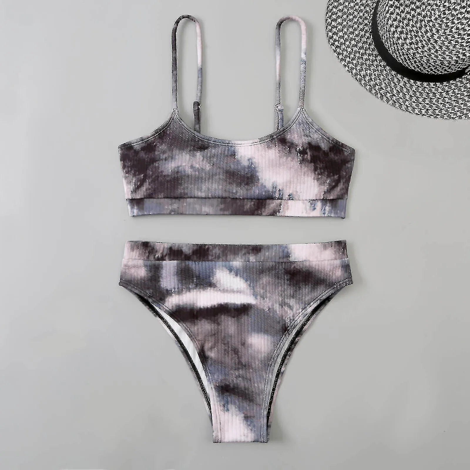 Sexy Mujer Bikini Estampado Empalme Traje de baño De dos piezas Traje de baño Juego de ropa de playa
