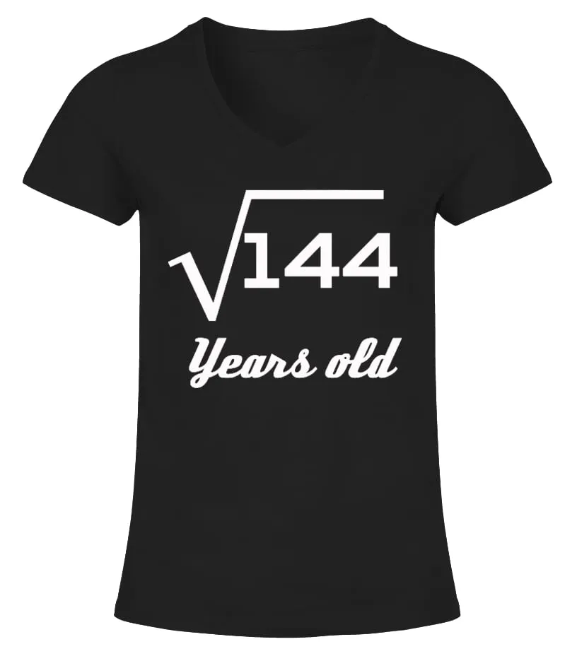 Square Root Of 144: 12th Birthday Shirt Camiseta cuello pico Mujer