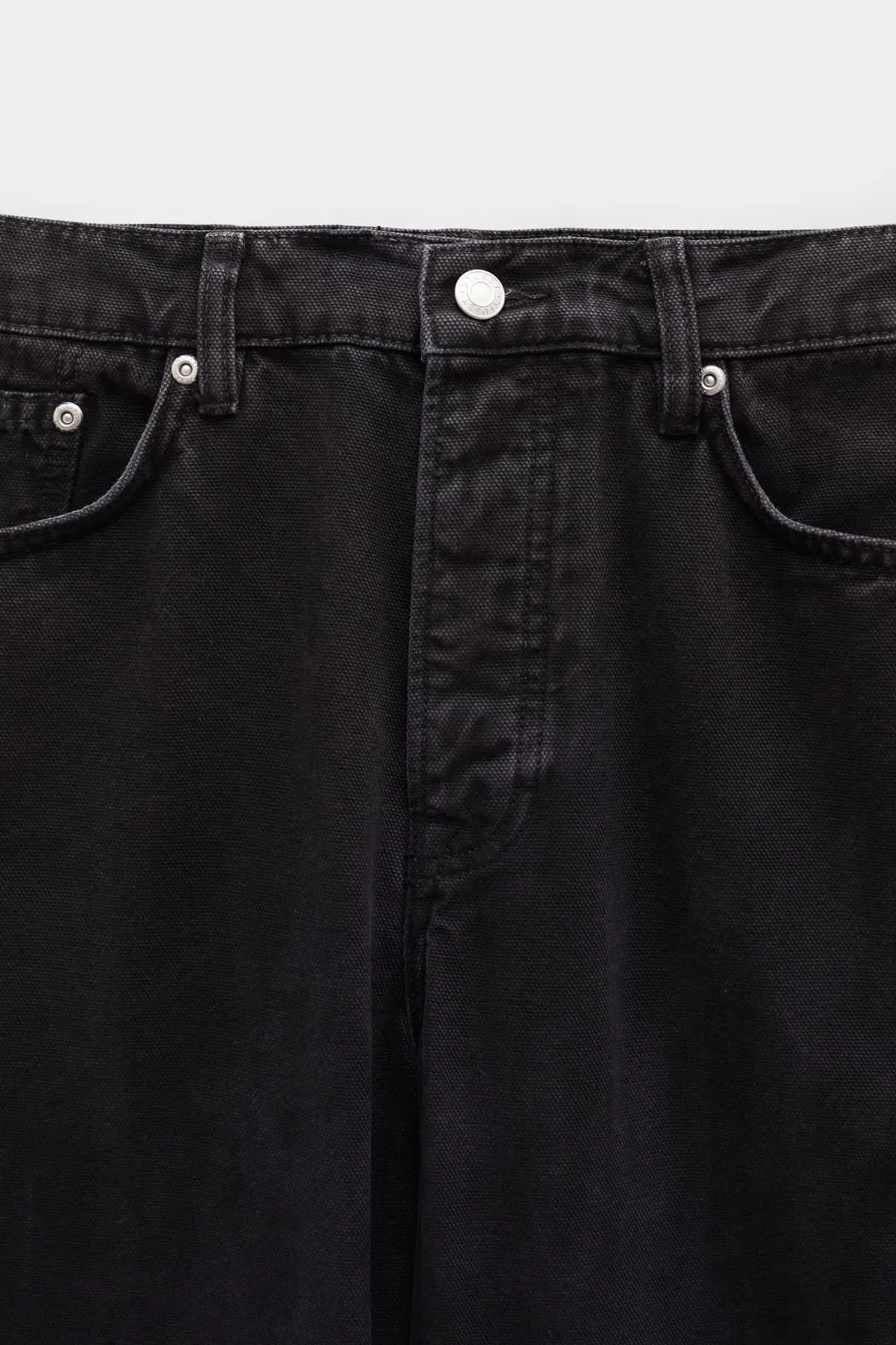 STUSSY BLACK WASHED CANVAS BIG OL JEANS