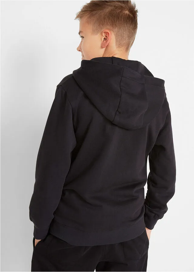 Sudadera con cremallera y estampado moderno Negro