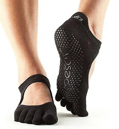 Toesox Full Toe Bella Bellarina Grip Calcetines Para Barre Pilates Yoga Negro