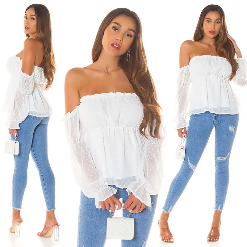Top de hombro descubierto blanco