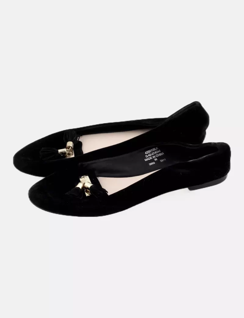 Topshop Mocasín negro borlas