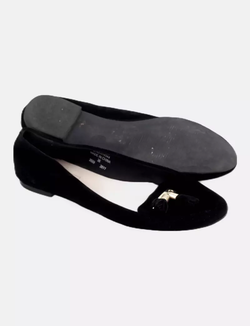 Topshop Mocasín negro borlas