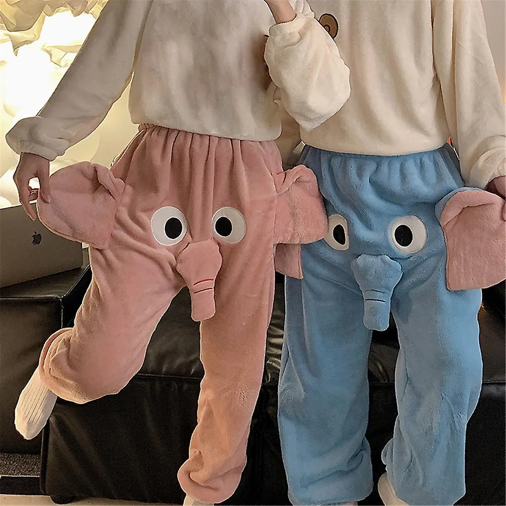 Trompa De Elefante 3d Franela Pijama Pantalones Hombres Mujeres Unisex Pareja Amantes Divertido Dibujos Animados Animal Invierno