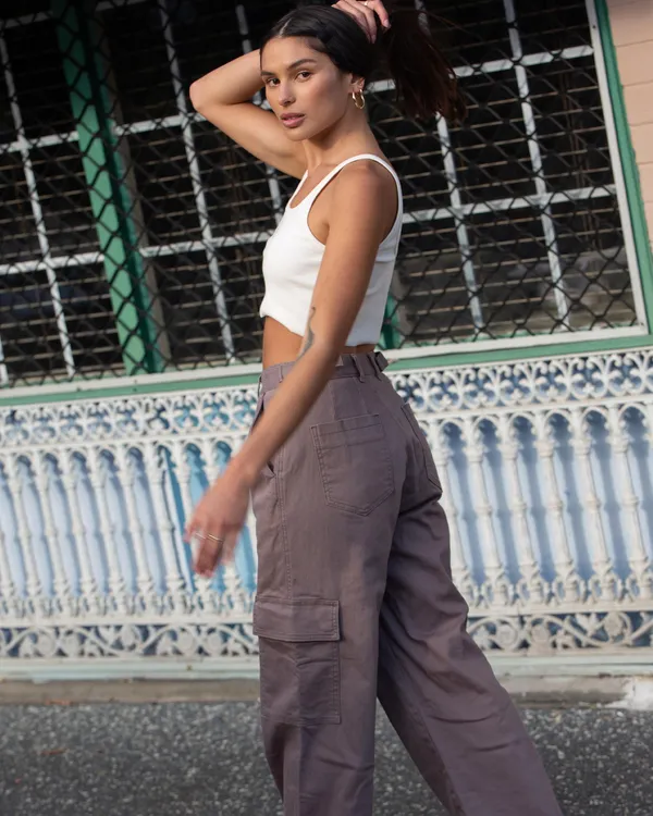 TWILL CARGO  PANTAL&OACUTE;N DE PATA ANCHA PARA MUJER
