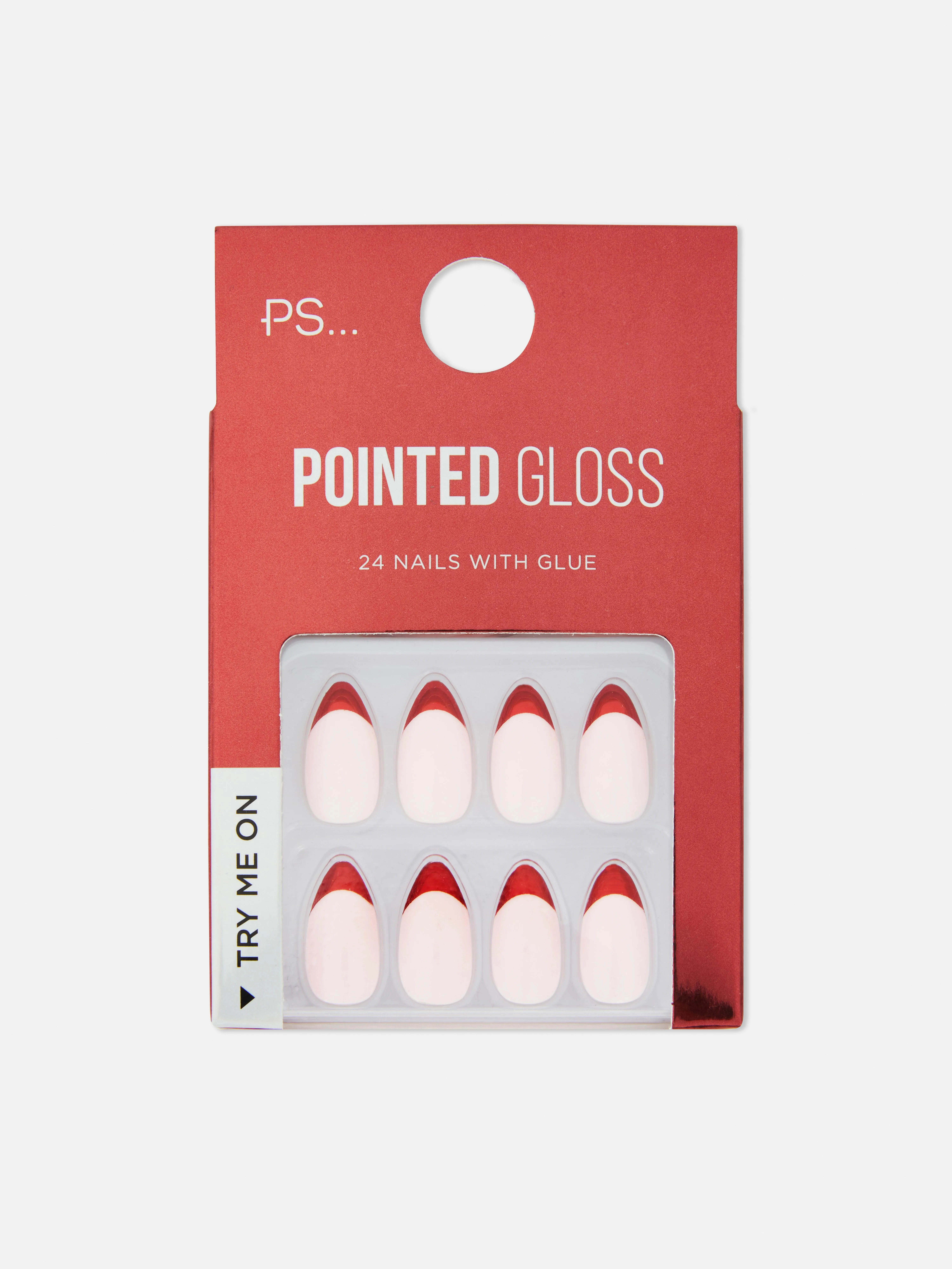 Uñas postizas puntiagudas brillantes de PS...