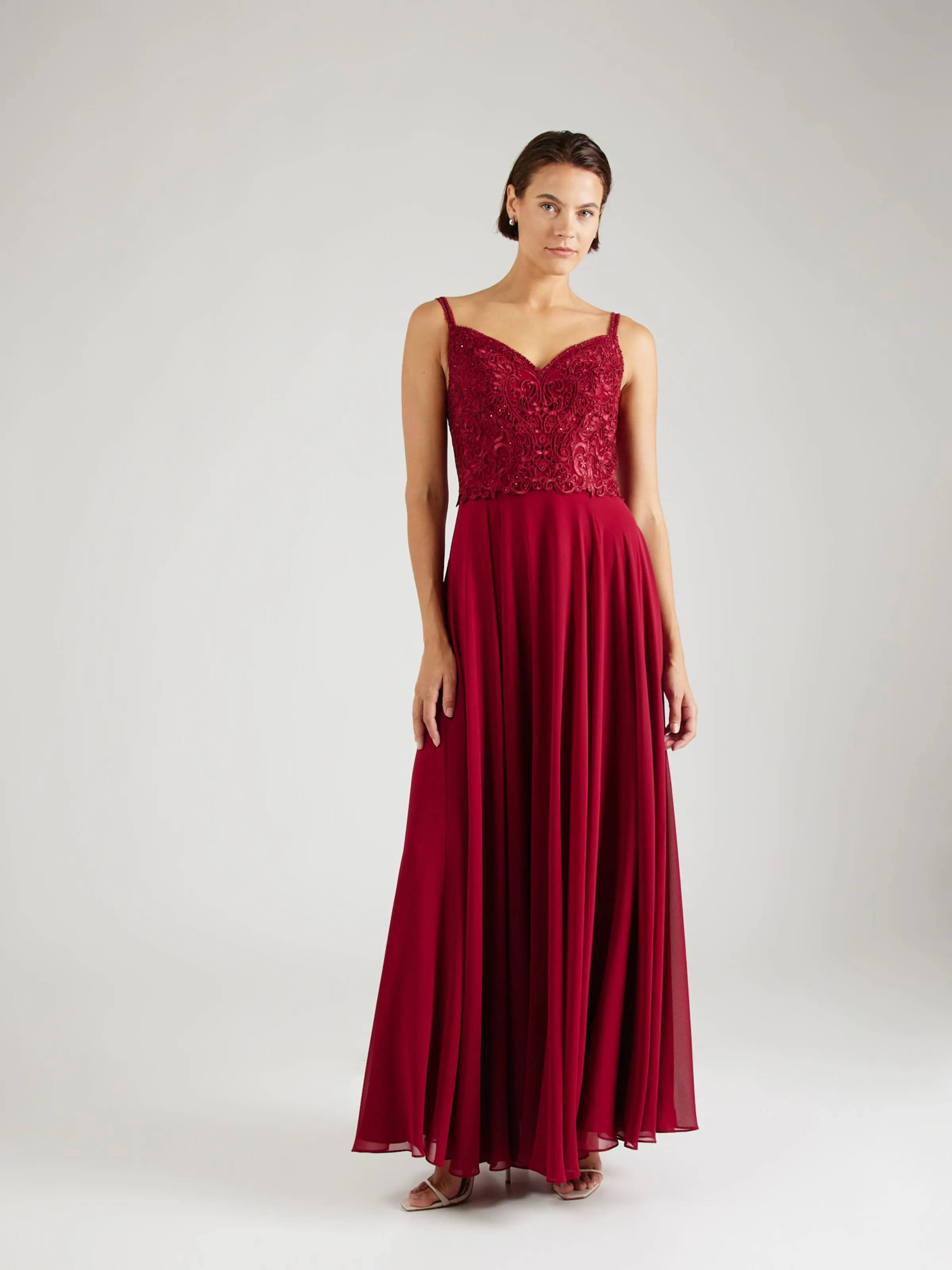 Vestido de noche mascara en Rojo Vino