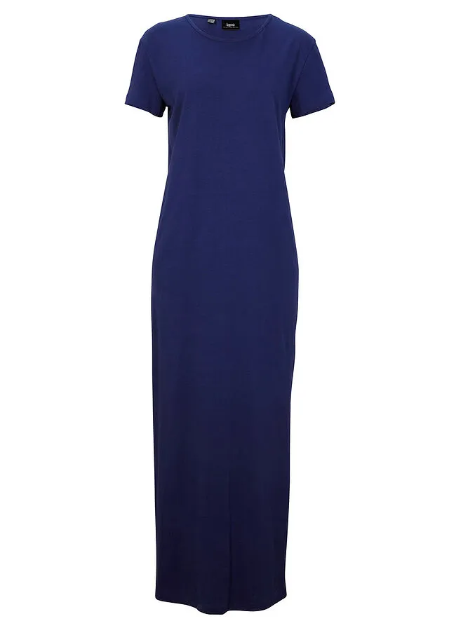 Vestido largo de algodón con abertura Azul noche