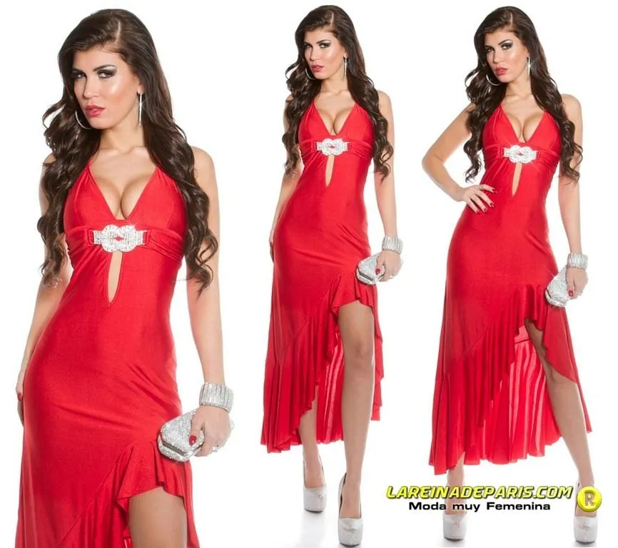 Vestido largo de noche rojo elegante