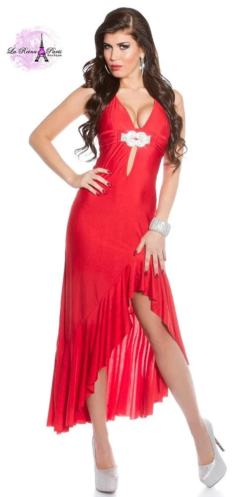 Vestido largo de noche rojo elegante