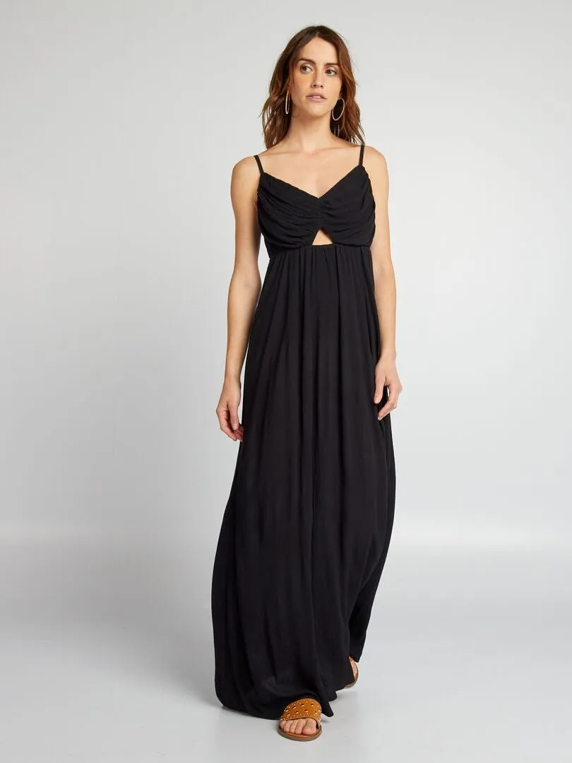 VESTIDO LARGO DE TIRANTES FINOS  NEGRO