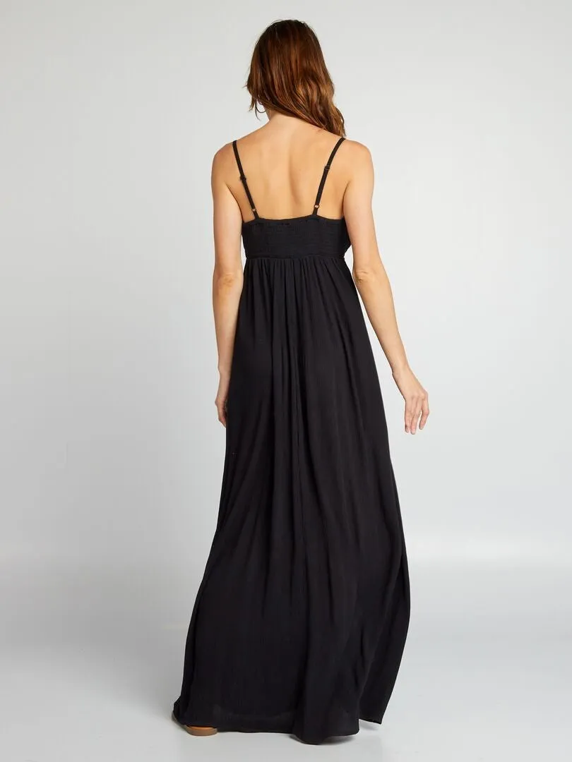 VESTIDO LARGO DE TIRANTES FINOS  NEGRO