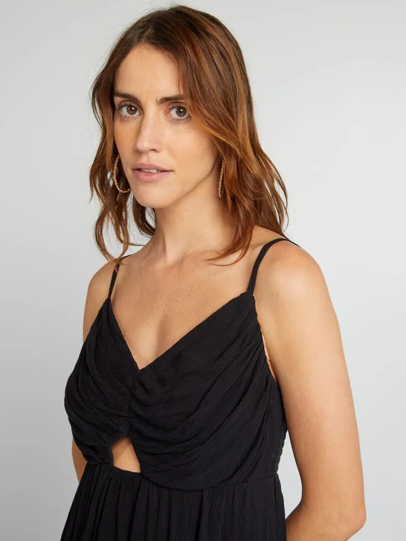 VESTIDO LARGO DE TIRANTES FINOS  NEGRO