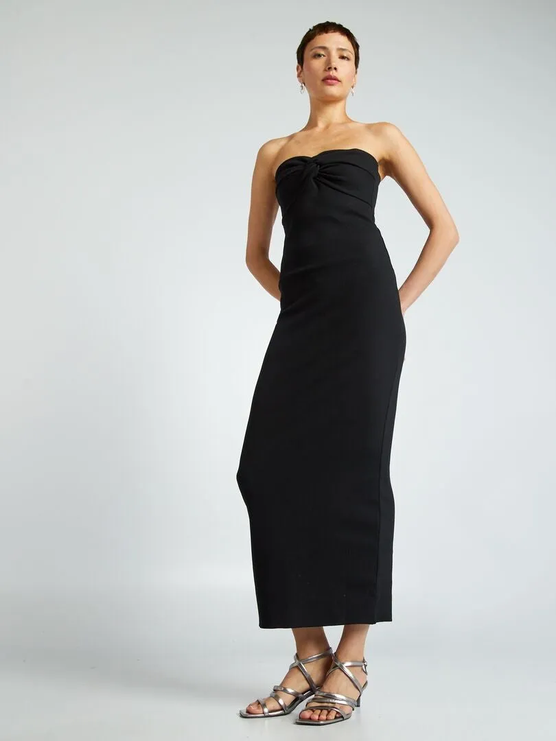 VESTIDO PALABRA DE HONOR DE PUNTO DE CANALé  NEGRO