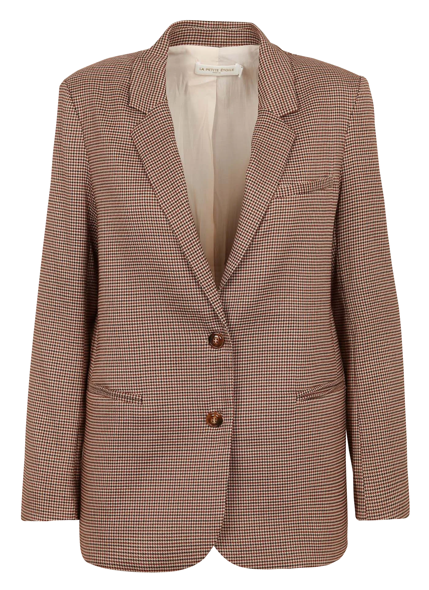 VICTORYA  CHAQUETA DE PATA DE GALLO CON CUELLO SASTRE EN BEIGE