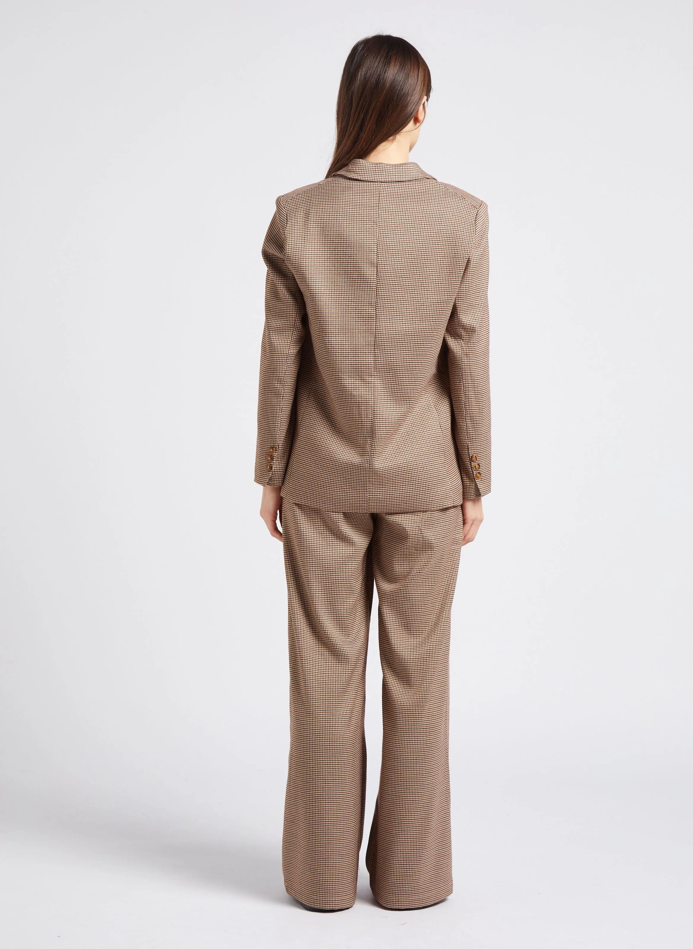 VICTORYA  CHAQUETA DE PATA DE GALLO CON CUELLO SASTRE EN BEIGE