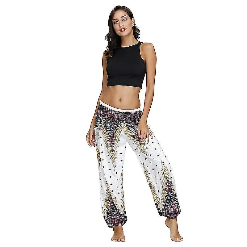 Women's Harem Pants, High Waist Yoga Boho Trousers With Pockets