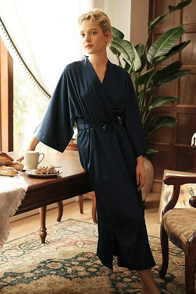 Women's Kimono Robe Long Satin Dressing Gown Silk Lightweight Silky Bathrobe