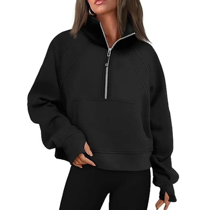 Yoga scuba half zip chaqueta con capucha diseñadora suéter para mujer Definir entrenamiento deportivo fitness activo top cremall