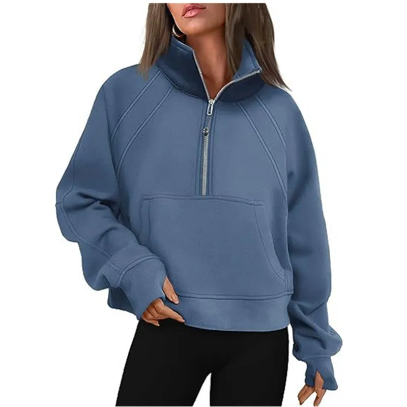 Yoga scuba half zip chaqueta con capucha diseñadora suéter para mujer Definir entrenamiento deportivo fitness activo top cremall