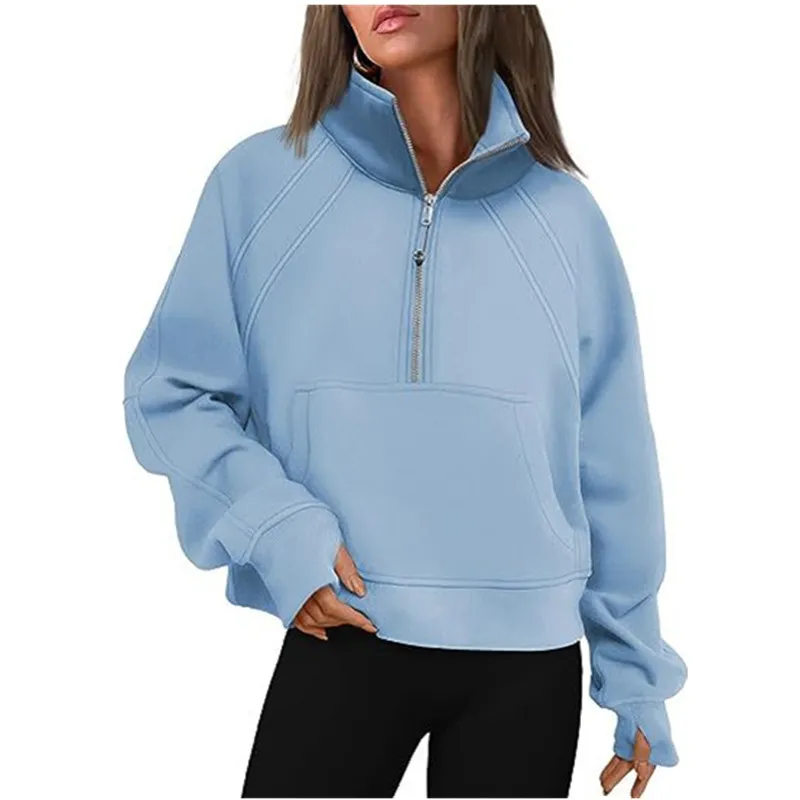 Yoga scuba half zip chaqueta con capucha diseñadora suéter para mujer Definir entrenamiento deportivo fitness activo top cremall