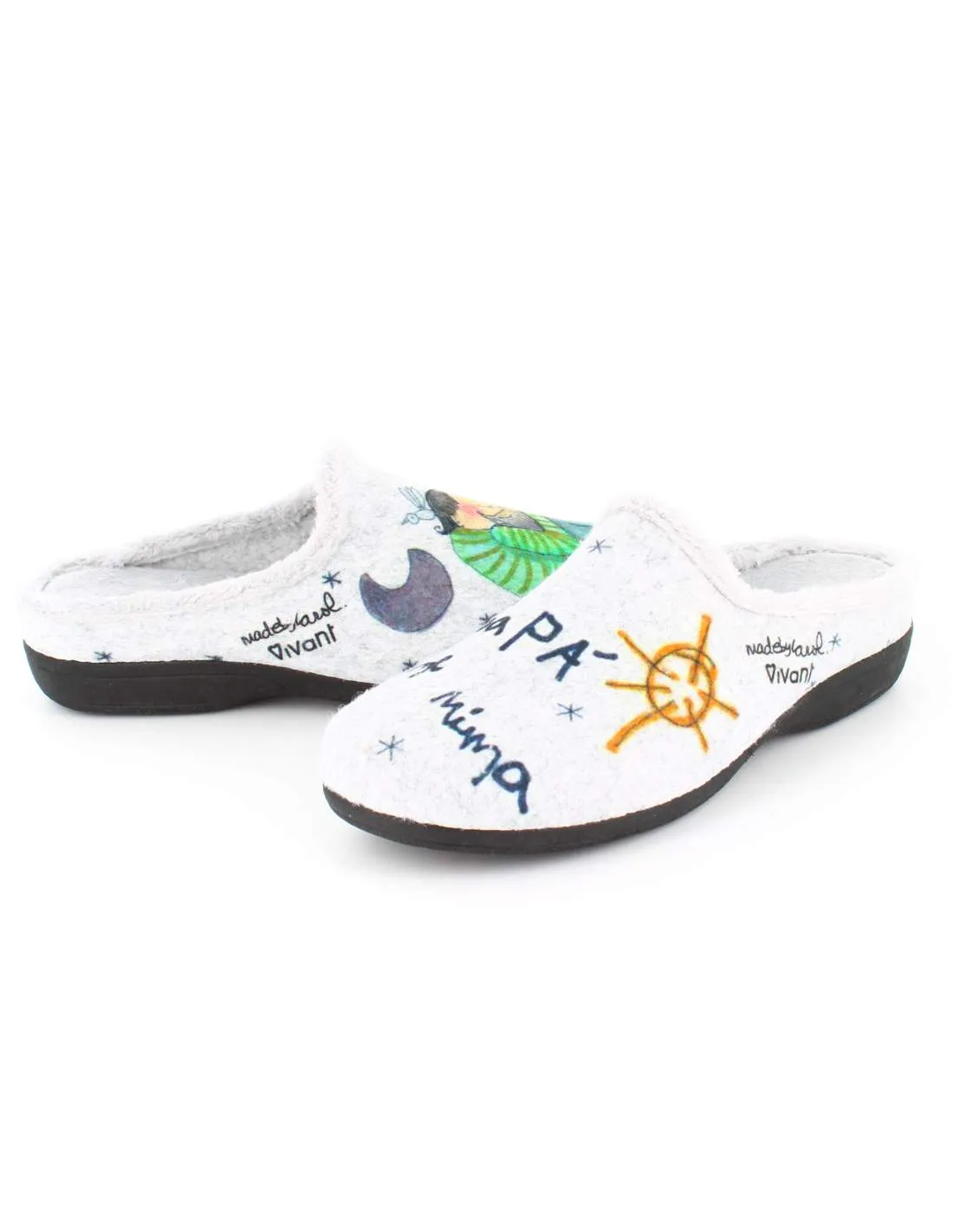 Zapatilla de Casa "Mi papá me mima" Fieltro Gris