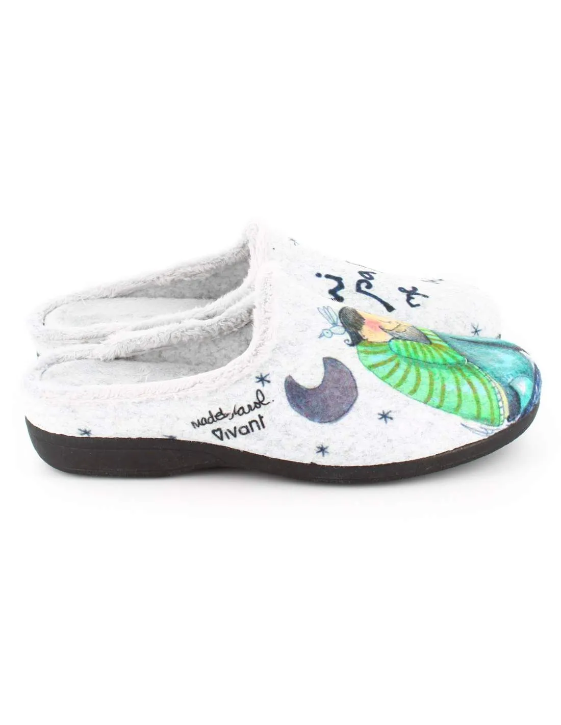 Zapatilla de Casa "Mi papá me mima" Fieltro Gris