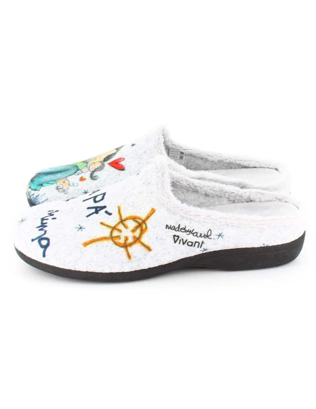 Zapatilla de Casa "Mi papá me mima" Fieltro Gris