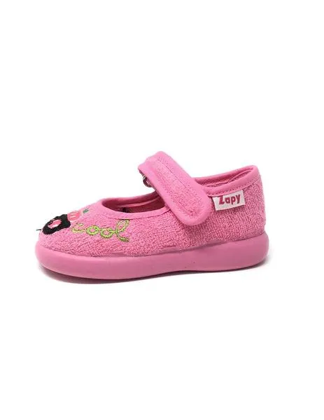 zapatilla de casa rizo rosa