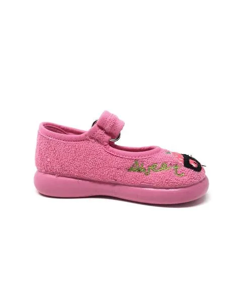 zapatilla de casa rizo rosa