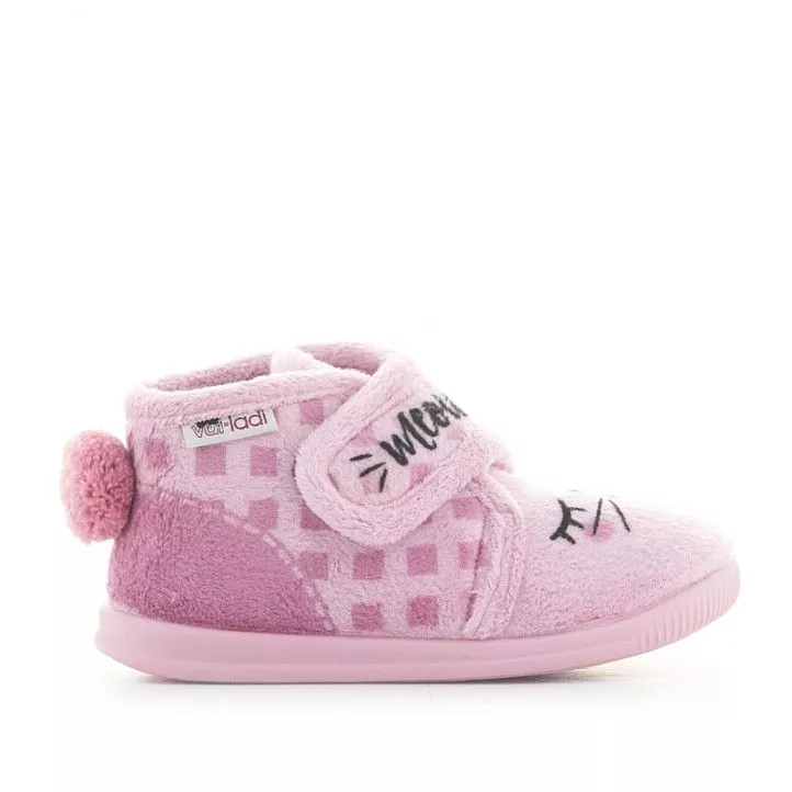 Zapatillas casa Vul·ladi rosas cerradas con dibujo de gatito