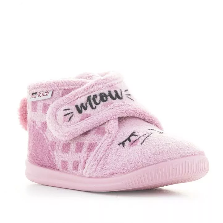 Zapatillas casa Vul·ladi rosas cerradas con dibujo de gatito