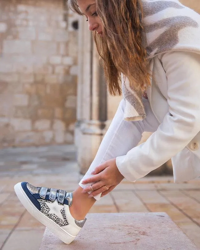 ZAPATILLAS DE MUJER AZULES CON VELCRO  JULIE
