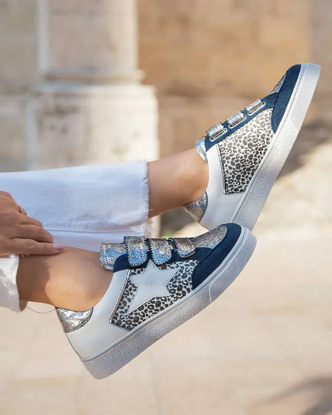 ZAPATILLAS DE MUJER AZULES CON VELCRO  JULIE