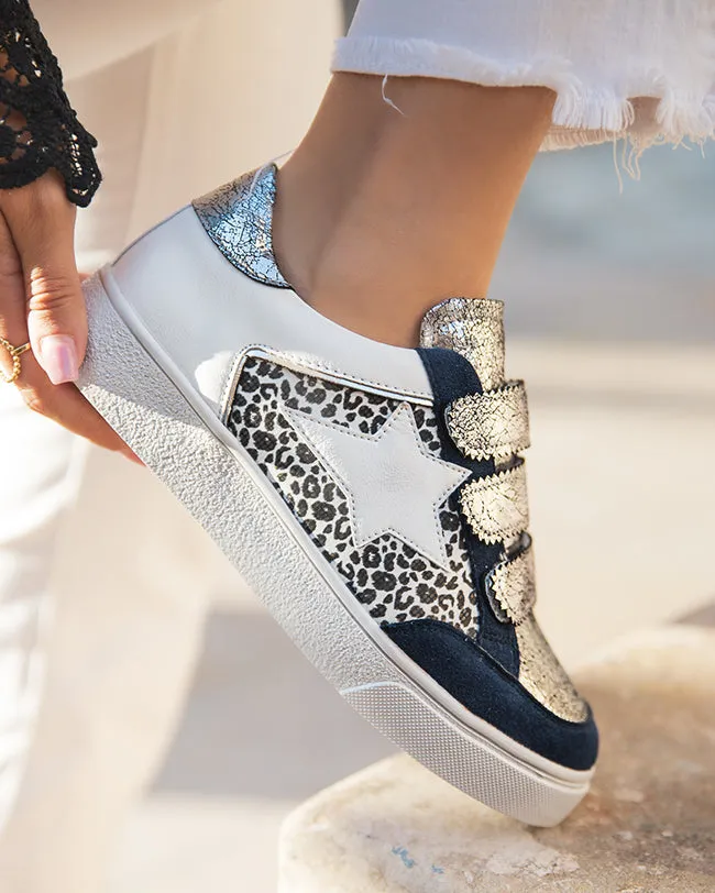 ZAPATILLAS DE MUJER AZULES CON VELCRO  JULIE