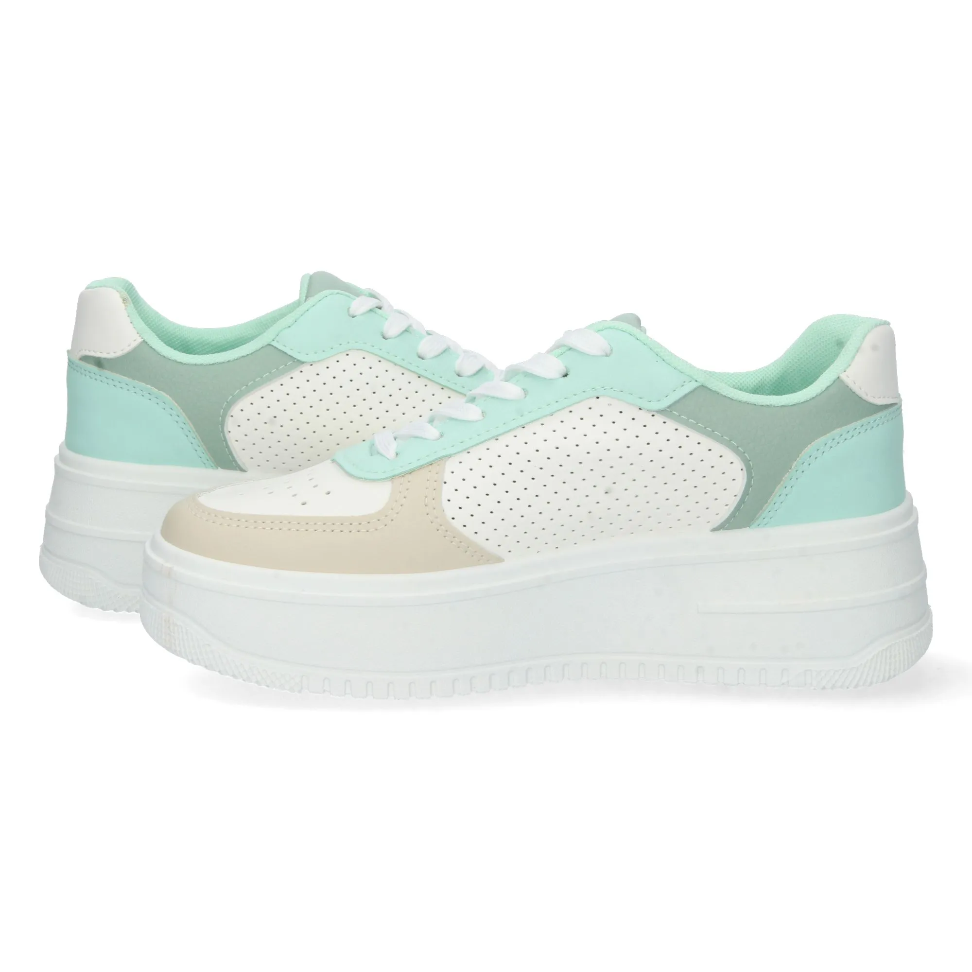 Zapatillas de plataforma comoda mujer color beige
