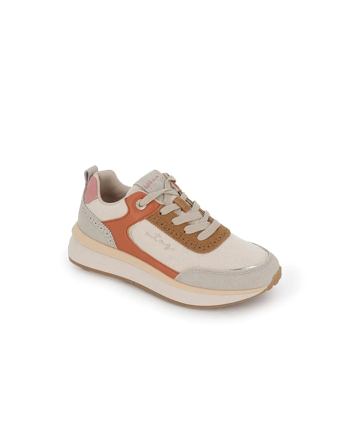 Zapatillas deportivas naranja con plataforma para mujer Mustang