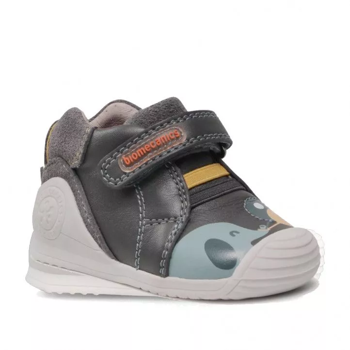 Zapatos abotinados Biomecanics grises con elefantes y globos
