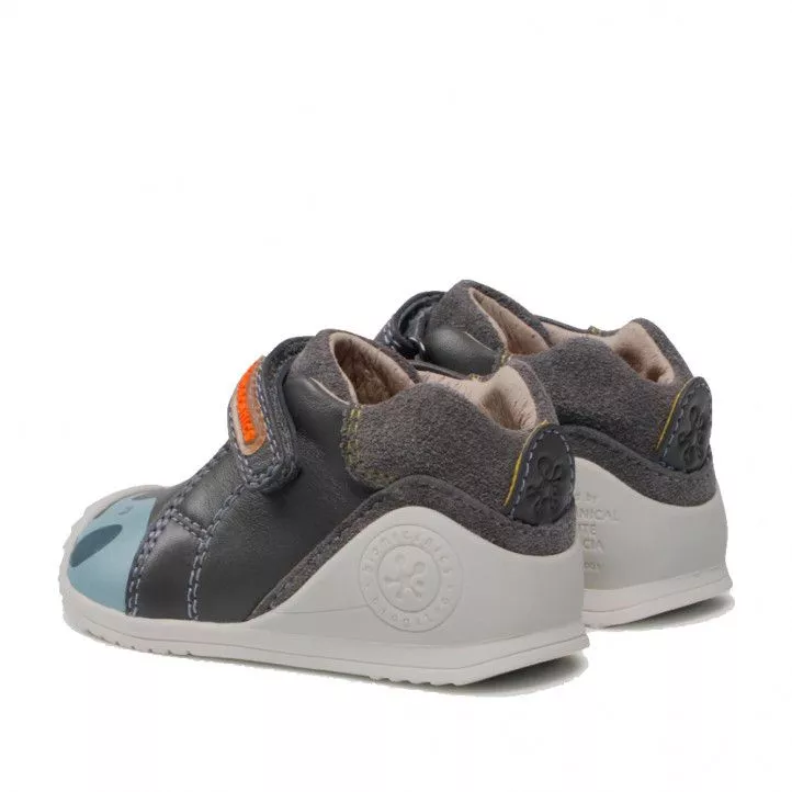 Zapatos abotinados Biomecanics grises con elefantes y globos