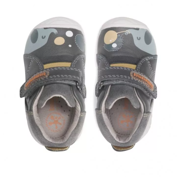 Zapatos abotinados Biomecanics grises con elefantes y globos