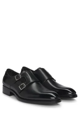 Zapatos con hebilla doble en piel bruñida