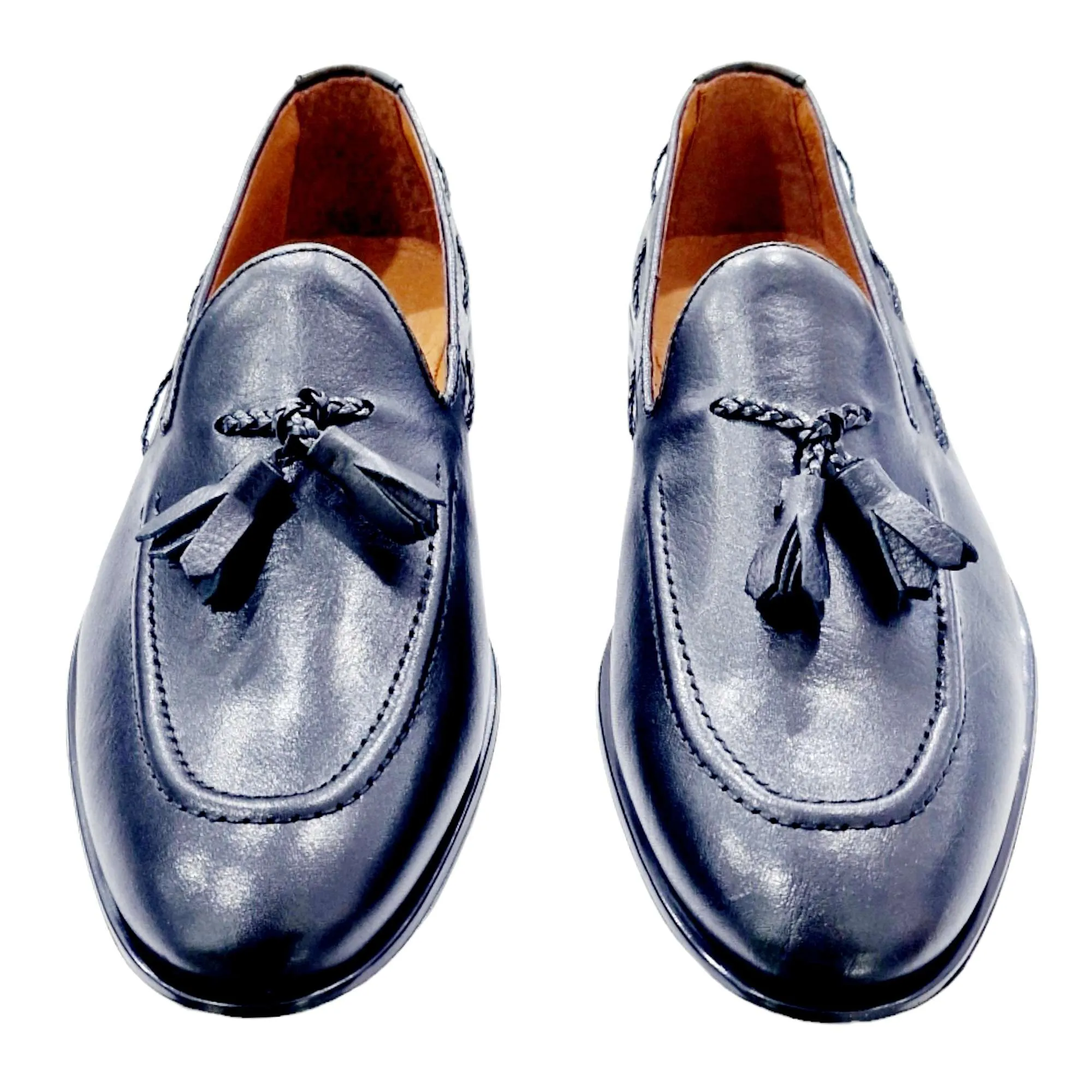 ZAPATOS MOCASÍN HOMBRE BORLAS CUERDA TRENZADA NEGRO