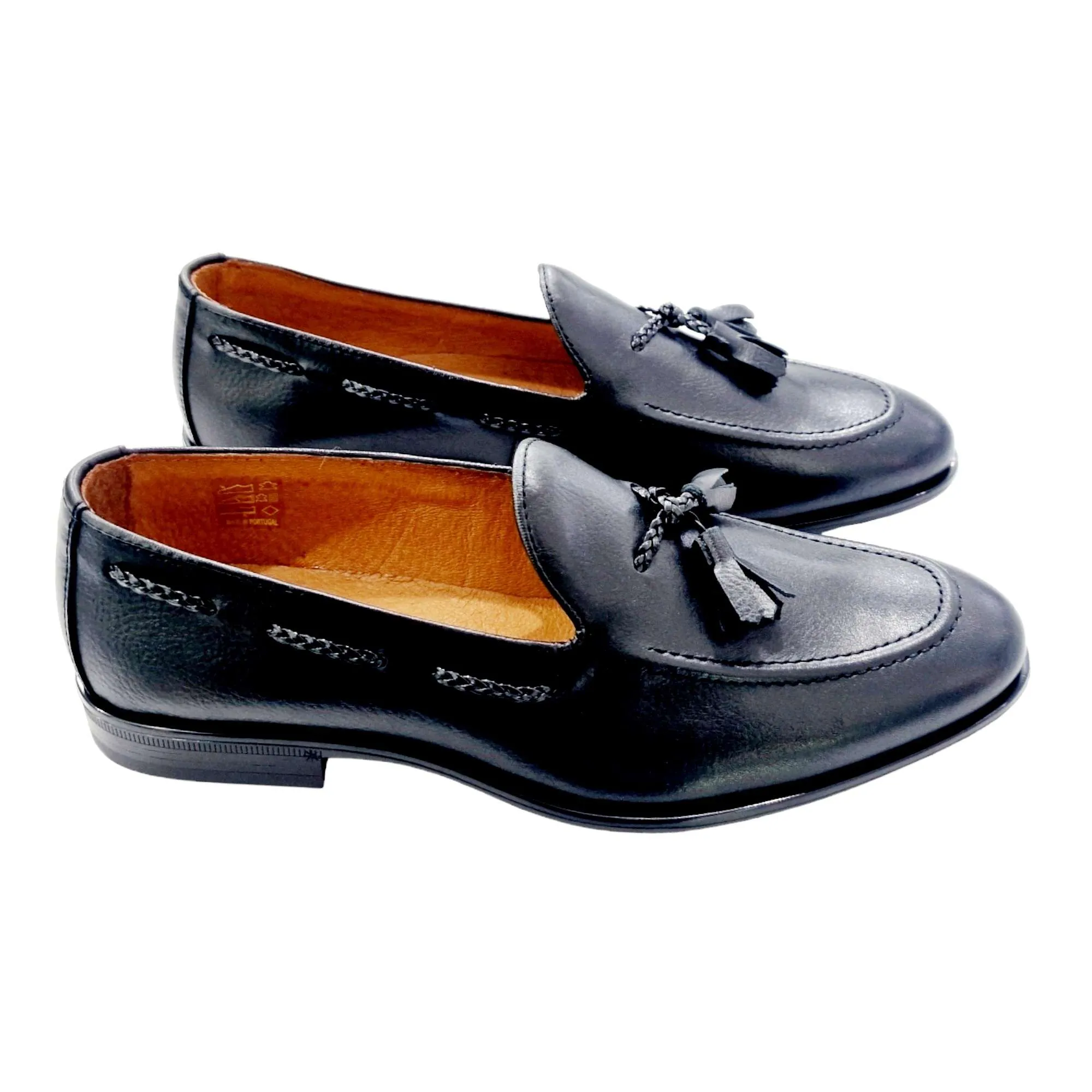 ZAPATOS MOCASÍN HOMBRE BORLAS CUERDA TRENZADA NEGRO