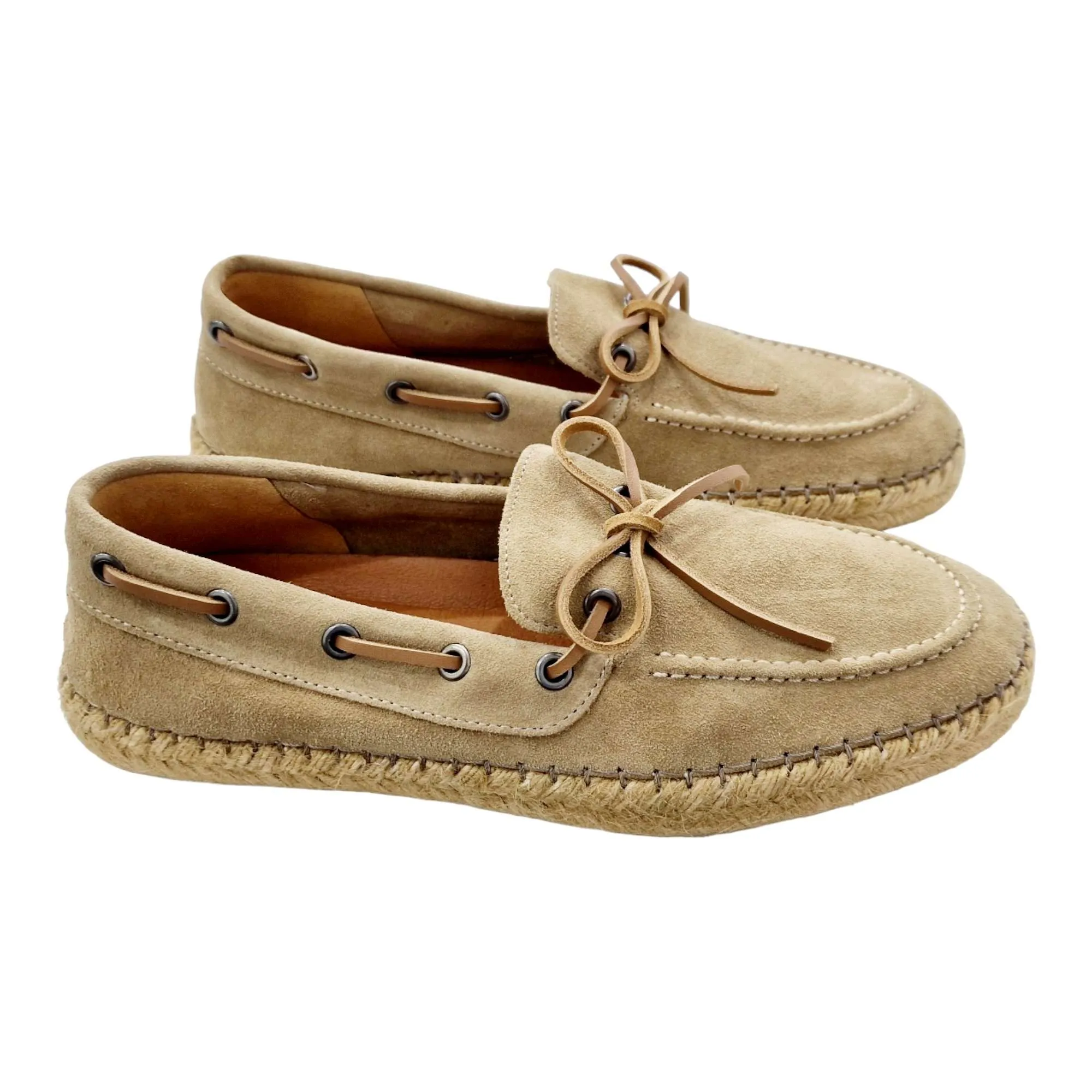 ZAPATOS MOCASÍN HOMBRE SUELA YUTE CORDÓN NÁUTICO BEIG BEIGE