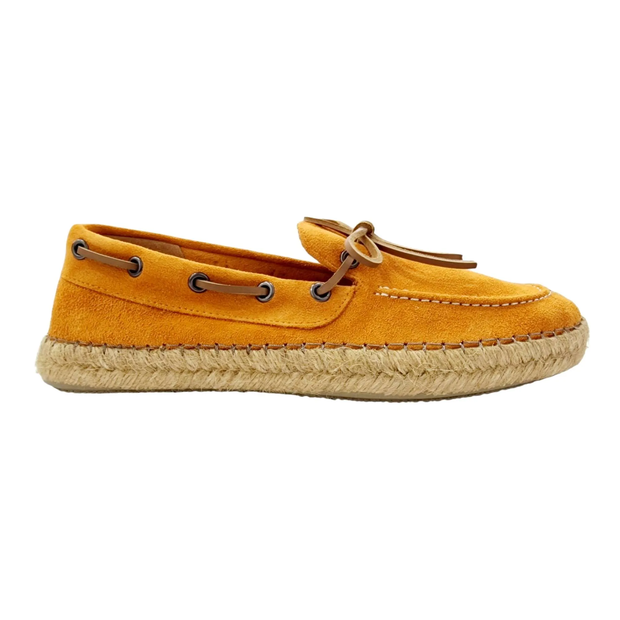 ZAPATOS MOCASÍN HOMBRE SUELA YUTE CORDÓN NÁUTICO NARANJA NARANJA