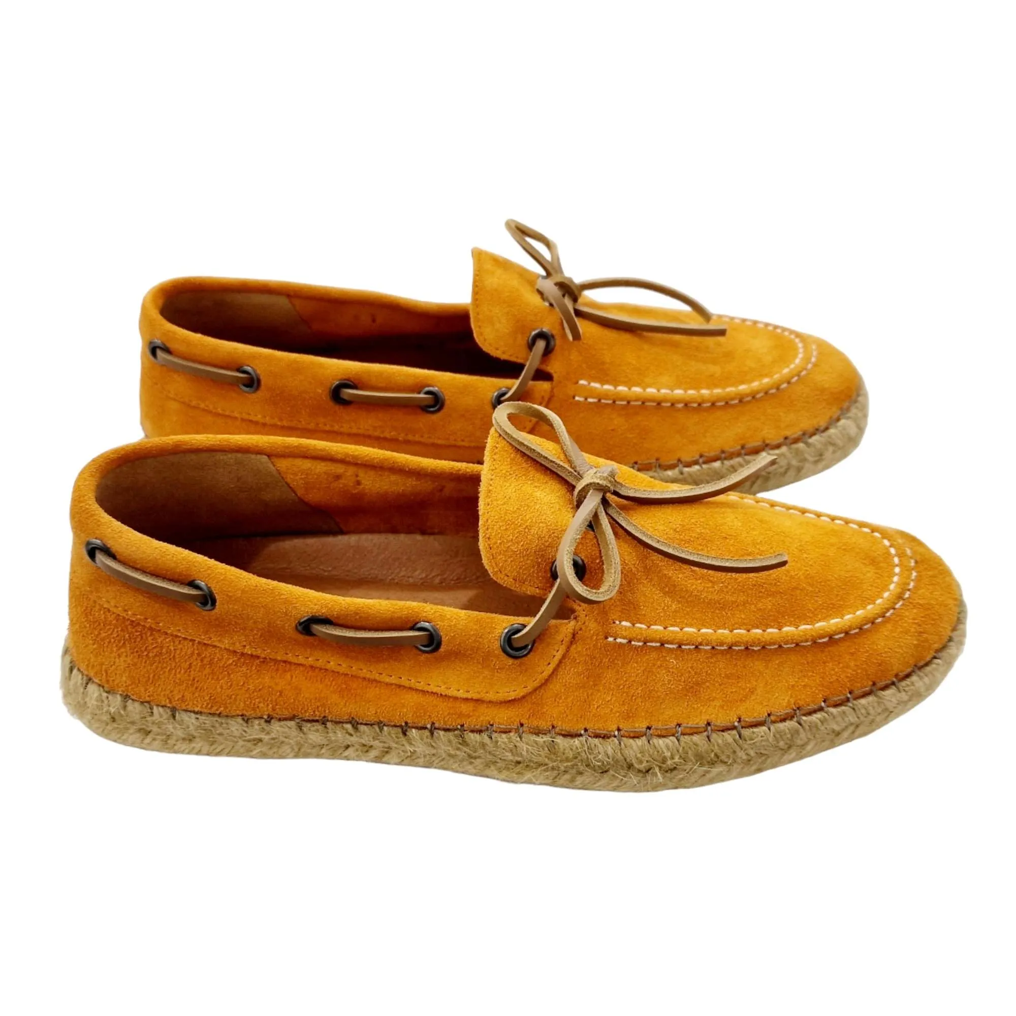 ZAPATOS MOCASÍN HOMBRE SUELA YUTE CORDÓN NÁUTICO NARANJA NARANJA