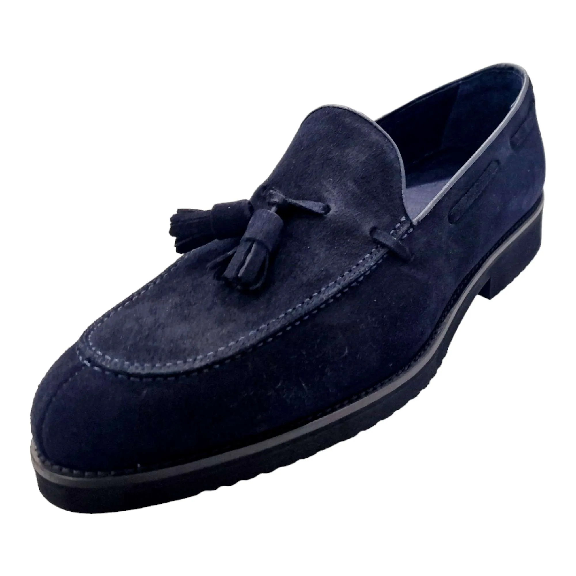 ZAPATOS MOCASÍN HOMBRE VESTIR SERRAJE BORLAS MARINO